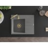 Mexen Ben chiuvetă din granit cu 1 compartiment cu scurgere, stânga 600 x 500 mm, gri, sifon auriu - 6522605000-71-G