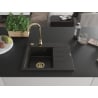 Mexen Ben egykamrás gránit mosogató bal oldali csepegtetővel 600 x 500 mm, fekete/arany metál, arany szifon - 6522605000-75-G