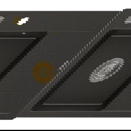 Mexen Ben chiuvetă granit 1-cameră cu picurător, stângă 600 x 500 mm, negru/auriu metalic, sifon auriu - 6522605000-75-G