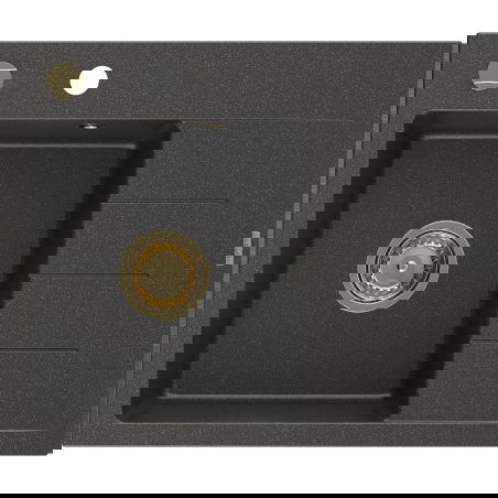 Mexen Ben 1 rekeszes mosogató csepegtetővel, balos 600 x 500 mm, fekete pöttyös, arany szifonnal - 6522605000-76-G