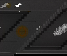 Mexen Ben 1-medencés gránit mosogatócsepegtetővel, bal oldali, 600 x 500 mm, fekete, arany szifon - 6522605000-77-G