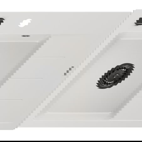 Mexen Ben 1 rekeszes gránit mosogató elválasztóval, bal oldali, 600 x 500 mm, fehér, fekete szifonnal - 6522605000-20-B