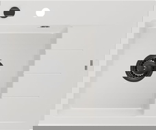 Mexen Ben chiuvetă de granit cu 1 compartiment și scurgător, stânga 600 x 500 mm, alb, sifon negru - 6522605000-20-B