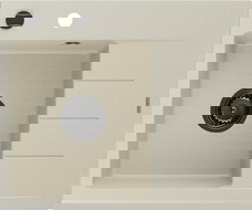 Mexen Ben gránit mosogató 1 medencével, csepegtetővel, bal oldali 600 x 500 mm, bézs, fekete szifon - 6522605000-69-B