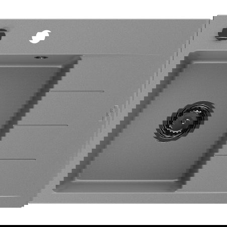 Mexen Ben gránit mosogató 1-medencés csepegtetővel, bal oldali 600 x 500 mm, szürke, fekete szifon - 6522605000-71-B