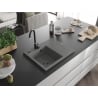 Mexen Ben 1 kamrás bal oldali gránit mosogató 600 x 500 mm, szürke, fekete szifon - 6522605000-71-B