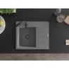 Mexen Ben 1 kamrás bal oldali gránit mosogató 600 x 500 mm, szürke, fekete szifon - 6522605000-71-B