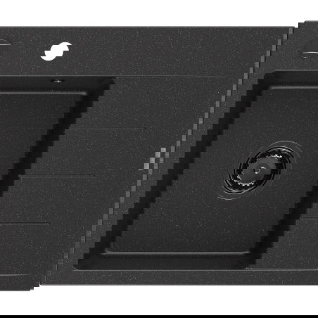 Mexen Ben chiuvetă granit 1-cupă cu scurgător stânga 600 x 500 mm negru/argintiu metalic, sifon negru - 6522605000-73-B