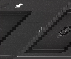 Mexen Ben chiuvetă din granit cu 1 compartiment cu scurgător, stânga 600 x 500 mm negru/argintiu metalic sifon negru