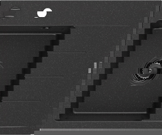 Mexen Ben gránit egymedencés mosogatótálca csepegtetővel, bal 600 x 500 mm fekete/ezüst metál fekete szifon