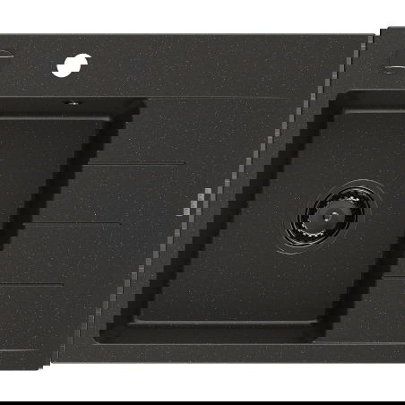 Mexen Ben egymedencés gránit mosogató csepegtetővel bal 600 x 500 mm, fekete/arany metál, fekete szifon - 6522605000-75-B