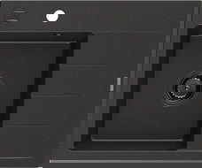 Mexen Ben chiuvetă de granit cu o singură cuvă și scurgător, stânga 600 x 500 mm, negru/auriu metalic, sifon negru