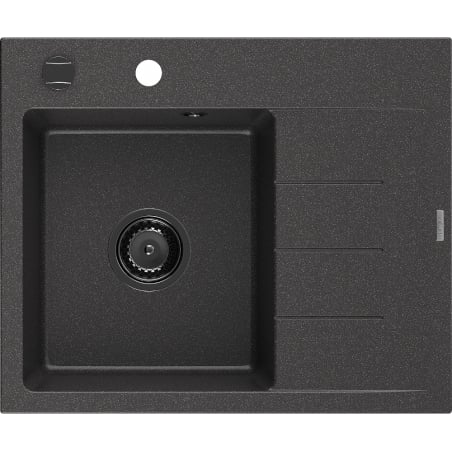 Mexen Ben gránit mosogató egykamrás, csepegtetővel, balos 600 x 500 mm, fekete pöttyös, fekete szifon - 6522605000-76-B