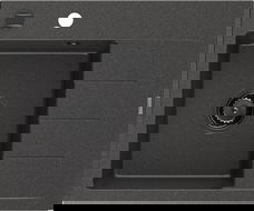 Mexen Ben chiuvetă de bucătărie din granit cu 1 compartiment și picurător, stânga 600 x 500 mm, negru cu picățele, sifon