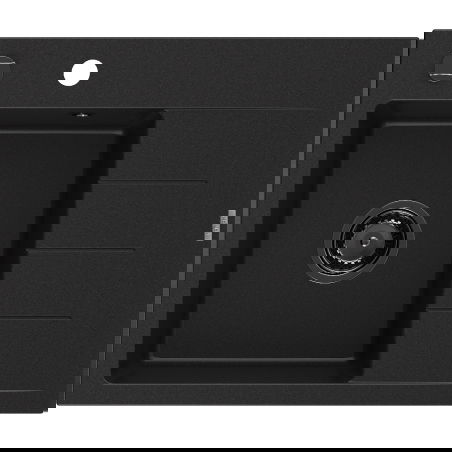 Mexen Ben gránit mosogató 1-medencés csepegtetővel, balos 600 x 500 mm, fekete, fekete szifon - 6522605000-77-B