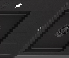 Mexen Ben chiuvetă de granit cu 1 cuvă cu scurgător, stânga 600 x 500 mm, negru, sifon negru - 6522605000-77-B