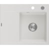 Mexen Ben chiuvetă de granit cu 1 cuvă, cu scurgător, dreapta, 600 x 500 mm, albă, sifon cromat - 6523605000-20