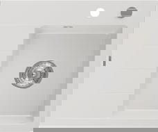 Mexen Ben gránit mosogató 1-medencés csepegtetővel, jobb oldal 600 x 500 mm, fehér, krómozott szifon - 6523605000-20