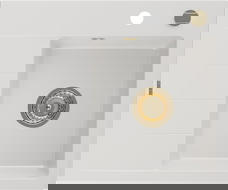 Mexen Ben gránit mosogató egy tálcás lecsöpögtetővel, jobb oldali 600 x 500 mm, fehér, arany szifonnal - 6523605000-20-G