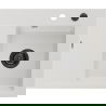 Mexen Ben chiuvetă din granit cu 1 compartiment și picurător dreapta 600 x 500 mm, alb, sifon negru - 6523605000-20-B
