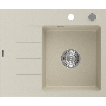 Mexen Ben chiuvetă de bucătărie din granit cu o cuvă și scurgător, dreapta 600 x 500 mm, bej, sifon cromat - 6523605000-69