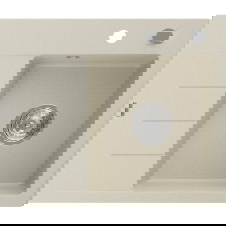 Mexen Ben chiuvetă din granit cu 1 compartiment cu scurgător dreapta 600 x 500 mm, bej, sifon crom - 6523605000-69