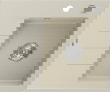 Mexen Ben gránit mosogató 1-medencés csepegtetővel, jobb, 600 x 500 mm, bézs, króm szifon - 6523605000-69