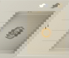 Mexen Ben chiuvetă de granit cu 1 compartiment și scurgător, dreapta 600 x 500 mm, bej, sifon auriu - 6523605000-69-G