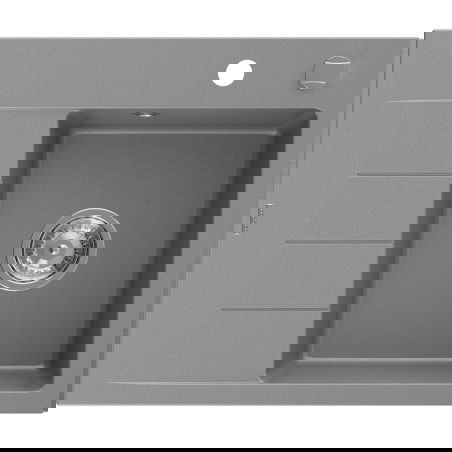 Mexen Ben gránit mosogató 1 rekeszes csepegtetővel, jobb oldali 600 x 500 mm, szürke, króm szifonnal - 6523605000-71