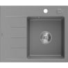 Mexen Ben chiuvetă de granit cu 1 cuvă și scurgător, dreapta 600 x 500 mm, gri, sifon crom - 6523605000-71