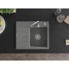 Mexen Ben chiuvetă de granit cu 1 compartiment și scurgător pe dreapta 600 x 500 mm, gri, sifon crom - 6523605000-71