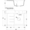 Mexen Ben chiuvetă de granit cu 1 compartiment și scurgător pe dreapta 600 x 500 mm, gri, sifon crom - 6523605000-71