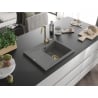 Mexen Ben 1 medencés gránit mosogató jobbos csepptálcával 600 x 500 mm, szürke, arany szifon - 6523605000-71-G