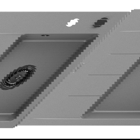 Mexen Ben gránit mosogató egykamrás csepegtetővel, jobb oldali 600 x 500 mm, szürke, fekete szifon - 6523605000-71-B