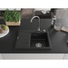 Mexen Ben 1-medencés gránit mosogató jobb oldali csepegtetővel 600 x 500 mm, fekete/ezüst metál, króm szifon - 6523605000-73