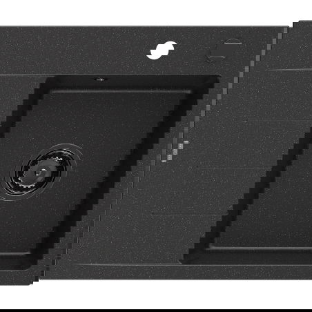 Mexen Ben chiuvetă de granit cu 1 compartiment și picurător, dreapta 600x500 mm, negru/argintiu metalic sifon negru