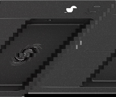 Mexen Ben gránit mosogató 1-medencés csepegtetővel, jobb 600x500 mm, fekete/ezüst metál fekete szifonnal - 6523605000-73-B