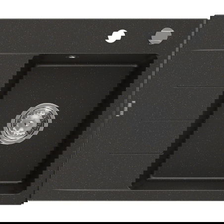 Mexen Ben chiuvetă granit 1-camerală cu scurgător dreapta 600 x 500 mm, negru/auriu metalizat, sifon cromat - 6523605000-75