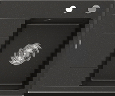 Mexen Ben 1 rekeszes, csepegtetős gránit mosogató, jobb oldali, 600 x 500 mm, fekete/arany metál, krómozott szifon