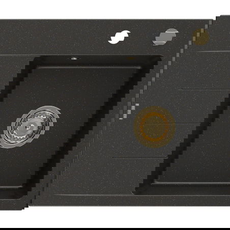 Mexen Ben gránit egykamrás mosogató csepegtetővel, jobb oldali 600 x 500 mm, fekete/arany metál, arany szifon