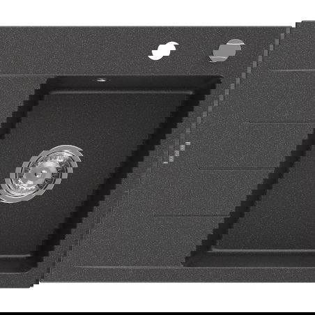 Mexen Ben chiuvetă de granit cu 1 compartiment și scurgător, dreaptă 600 x 500 mm, negru cu stropi, sifon cromat