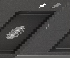 Mexen Ben chiuvetă de granit cu 1 compartiment și scurgător, dreaptă 600 x 500 mm, negru cu stropi, sifon cromat