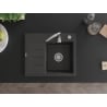 Mexen Ben chiuvetă de granit cu 1 compartiment și scurgător, dreaptă 600 x 500 mm, negru cu stropi, sifon cromat