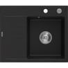 Mexen Ben chiuvetă de granit cu o cuvă, cu scurgător, dreapta 600 x 500 mm, negru, sifon cromat - 6523605000-77