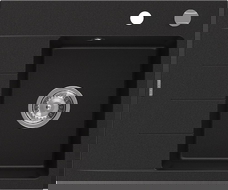 Mexen Ben 1 medencés gránit mosogató csepptálcával, jobb oldali 600 x 500 mm, fekete, krómozott szifon - 6523605000-77