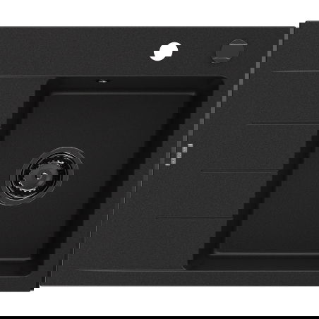 Mexen Ben chiuvetă din granit cu 1 compartiment și scurgător, dreaptă 600 x 500 mm, neagră, sifon negru - 6523605000-77-B