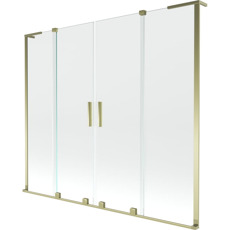 Mexen Velar L Duo fürdőkád paraván 2-szárnyú toló 180 x 150 cm, átlátszó, arany - 896-180-003-02-50