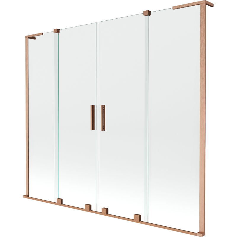 Mexen Velar L Duo perete pentru cadă cu 2 uși glisante 180 x 150 cm, transparent, cupru periat - 896-180-003-02-65