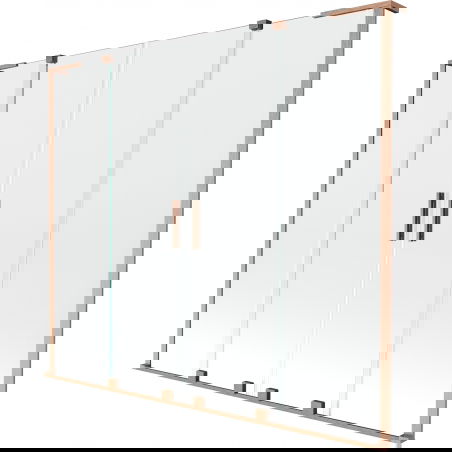 Mexen Velar L Duo perete pentru cadă cu 2 uși glisante 180 x 150 cm, transparent, cupru periat - 896-180-003-02-65