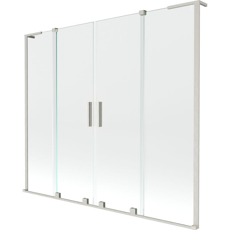 Mexen Velar L Duo kádparaván 2-részes tolóajtós 180 x 150 cm, átlátszó, kefélt nikkel - 896-180-003-02-97